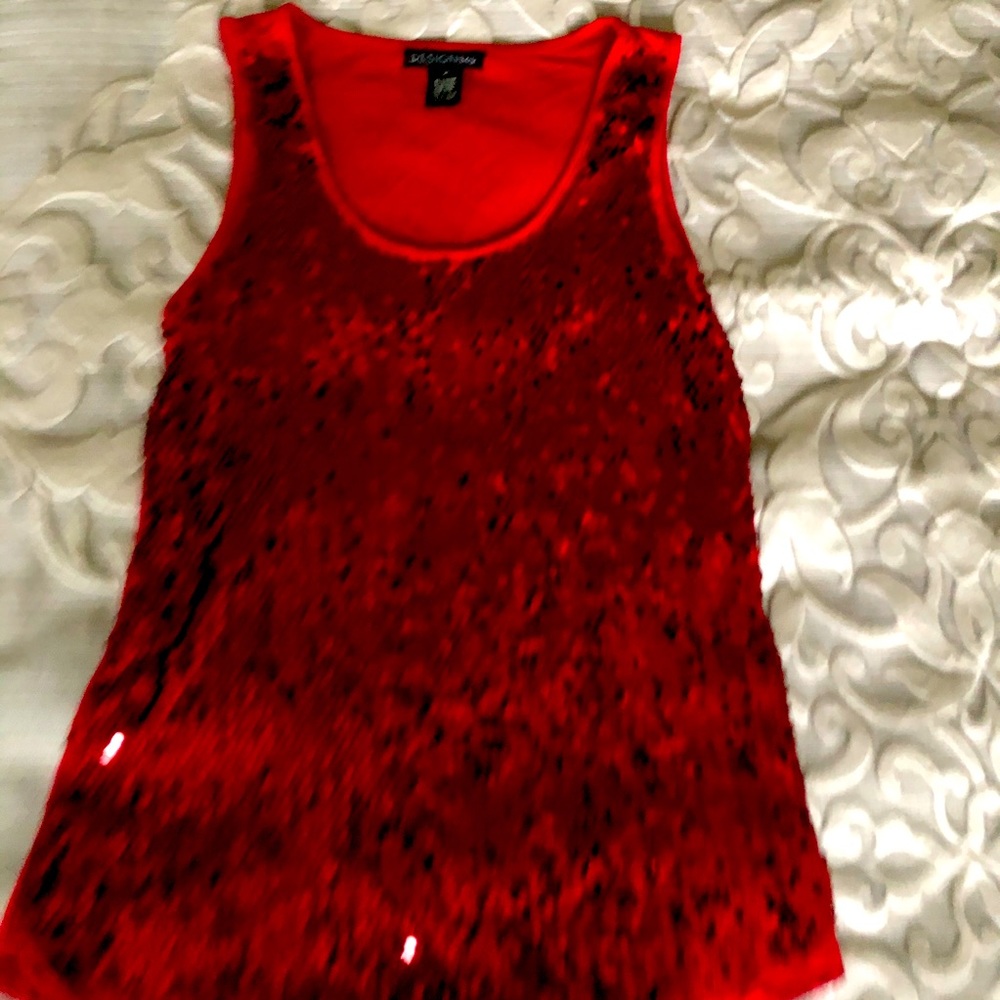 Red sequins sleeveless top